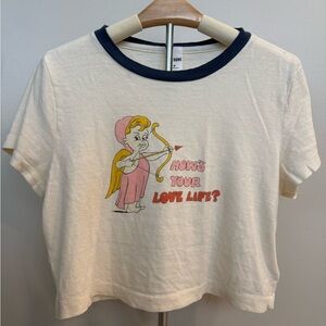 Re/Done How’s Your Love Life Cupid Crop Top Tee